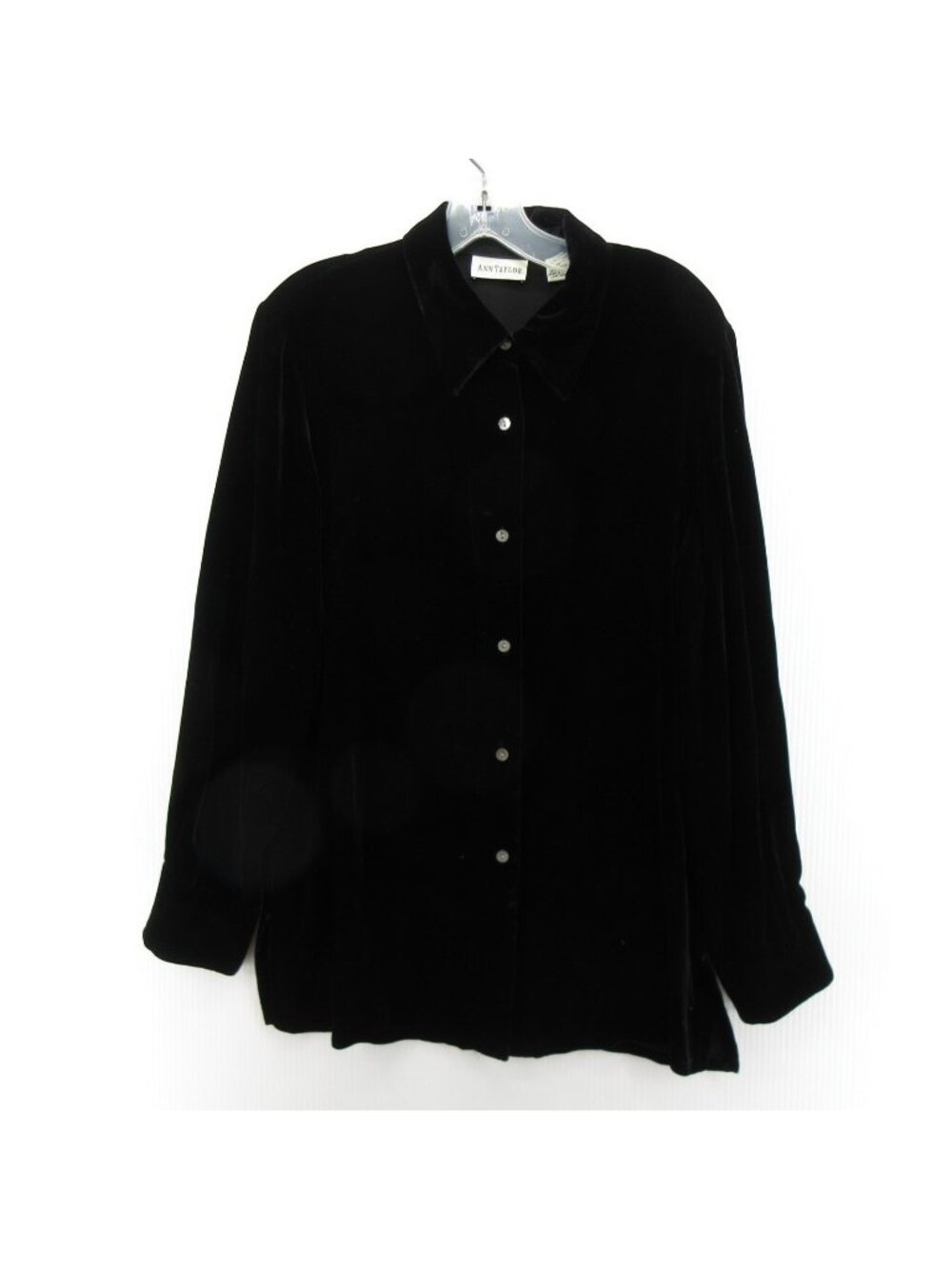 VINTAGE Ann Taylor Top 10 Silk Velvet Blouse Button Up Goth Classic